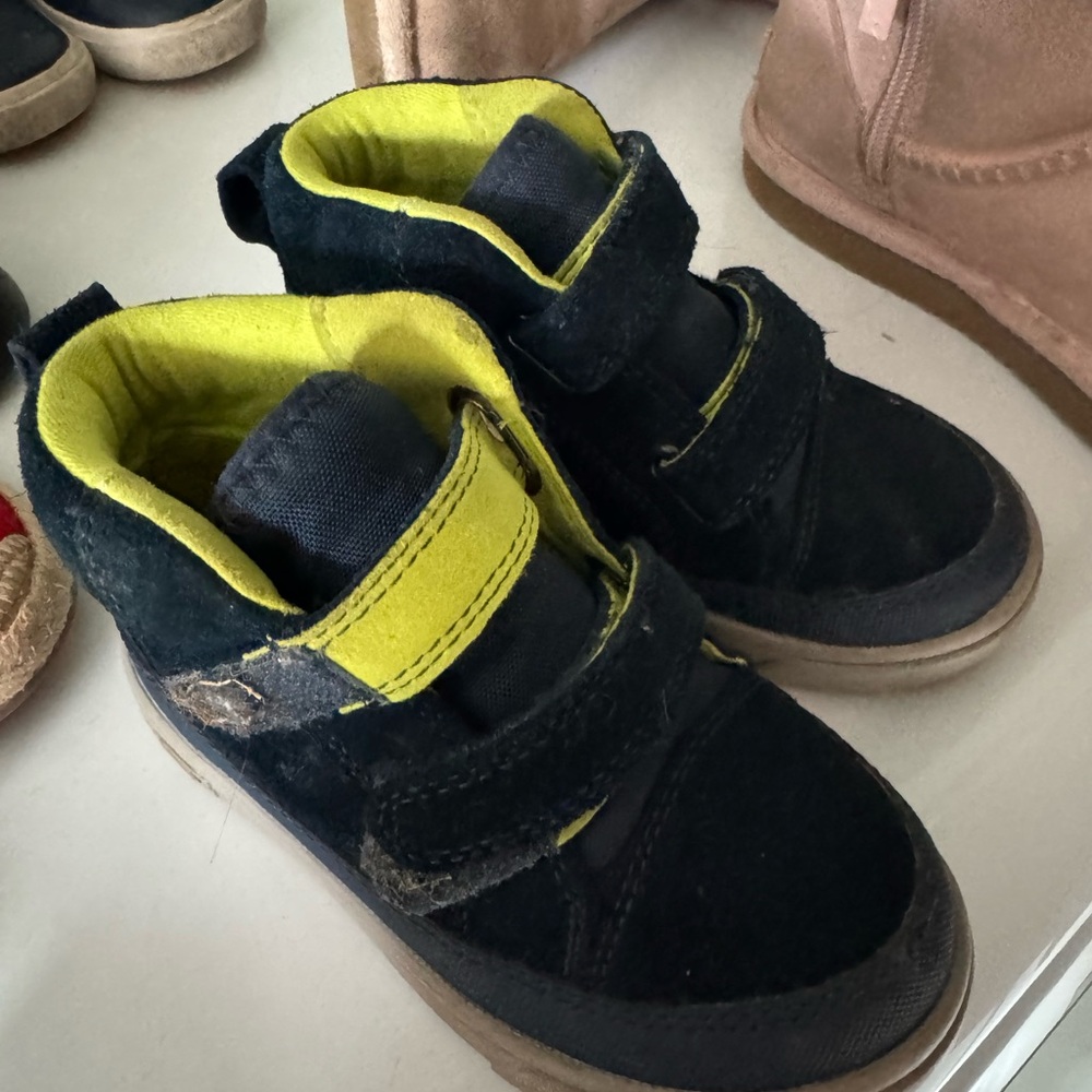 Kids Black and Yellow Velcro Shoes